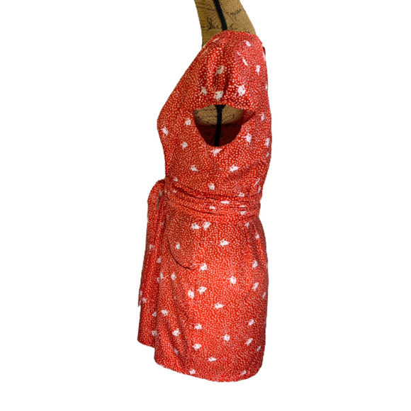 ANTHROPOLOGIE x HI THERE Red Lotty Petal Wrap Dress - Picture 10 of 16
